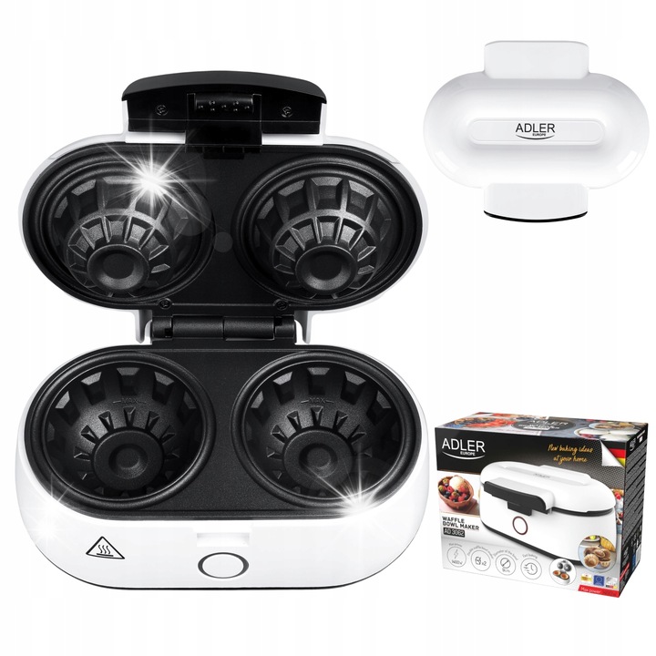Desszertkészítő, Adler, Wypiekacz do miseca waflova, 1000W, fehér, 25x19x11cm