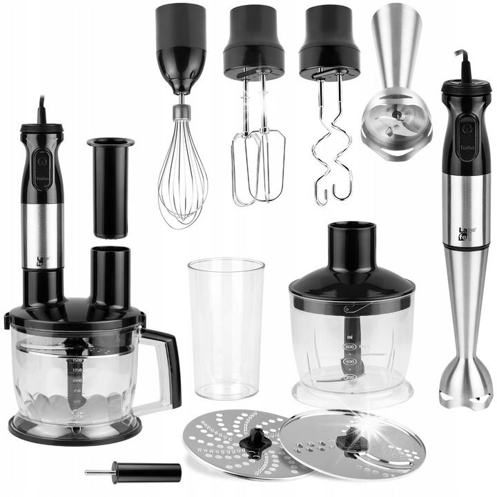 Blender multifunkțional Lafe, 1000W, 2 discuri, recipient 1500ml, negru