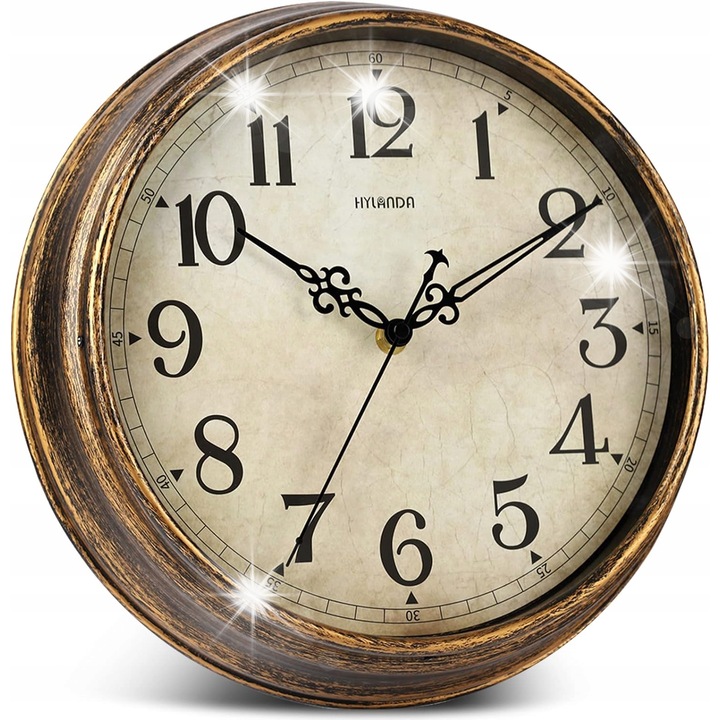 Retro dekor falióra, 30.5cm, arany, klasszikus dizájn, halk működés