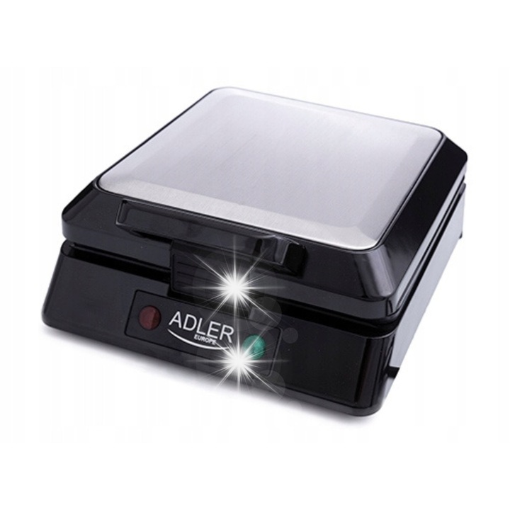 Adler AD 3036 gofrisütő, 1500W, inox/fekete, 4 gofri