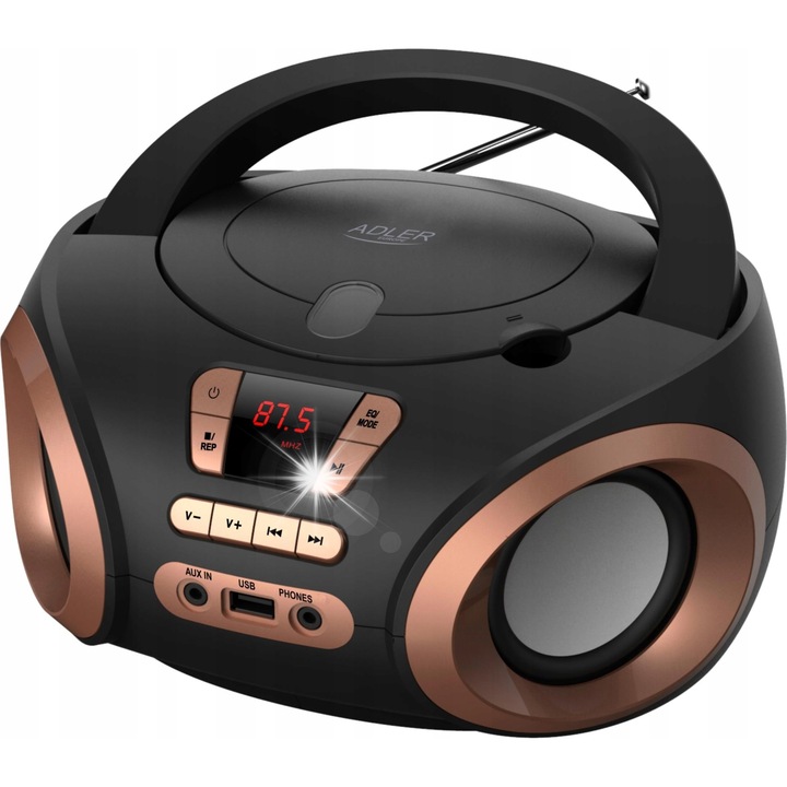Радио бумбокс CD/MP3 с USB Adler AD 1181 BC, 2x2W, FM, 240x121x215мм