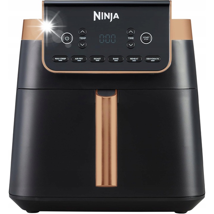 Friteuza Ninja Air Fryer MAX PRO 6,2L, nefoloseste ulei, capacitate mare, neagra/maro