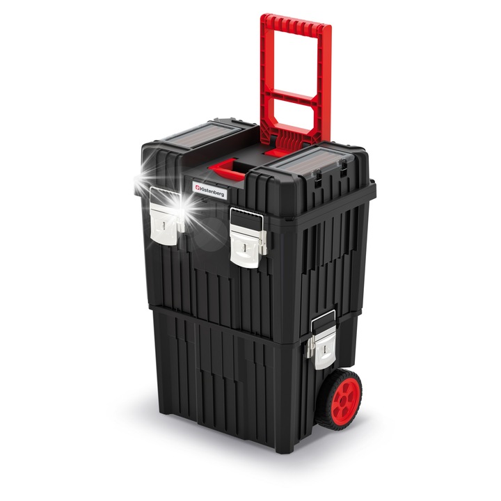 Kistenberg HEAVY KHVWM rendszerező láda, 3 az 1-ben, fekete-piros, 67x46x37cm