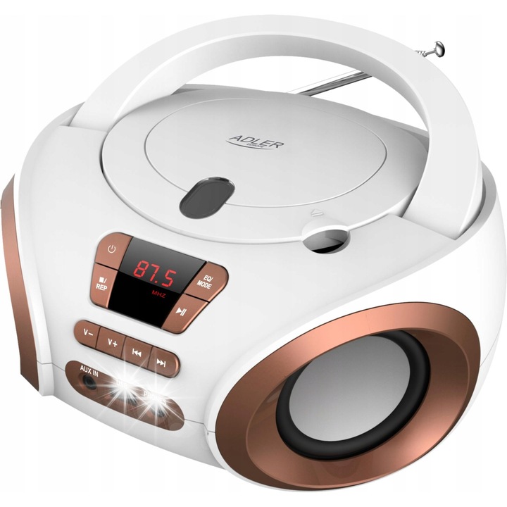 Радио бумбокс CD/MP3 с USB, Adler AD 1181, 2x2W, бял, 240x121x215мм