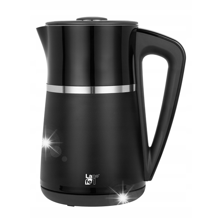 Fierbator electric Lafe Double Wall, 1,8L, 1800W, negru, cu filtru de apa