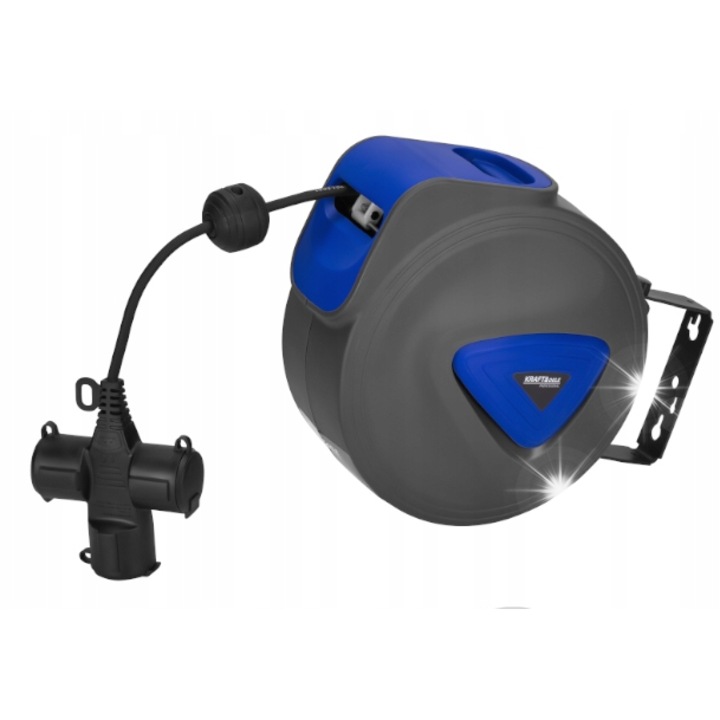 Удължител с навиване 3x1,5 мм 20 м Kraft&Dele, защита за деца, монтиране на стена