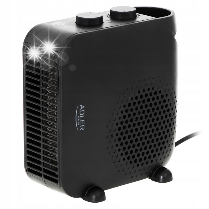 Adler AD7725B hőlégfúvó, 2000W, termosztát, fekete, 18.1x40.1x29.9cm