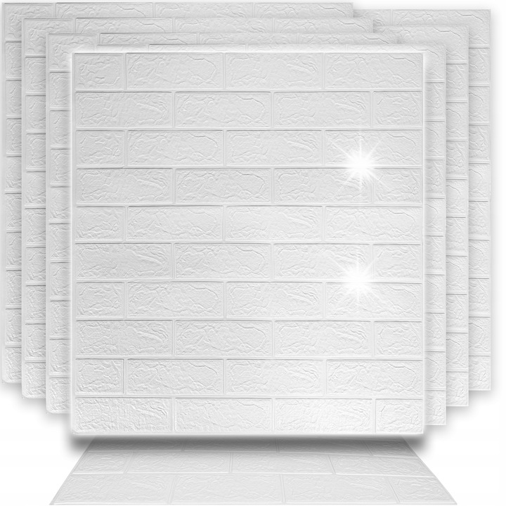 Set 10x Panouri Decorative Autoadezive 3D, Imitatie Caramida, Bej, 70x77cm