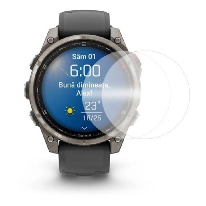 Set 2 folii protectie, pentru Garmin Fenix 8 Pro, 47 mm, protectie ecran, din silicon
