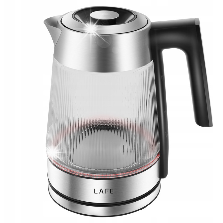 Fierbator electric Lafe, 1.7L, 2200W, sticla, iluminare LED, reglare temperatura 40-100°C, baza rotativa 360°