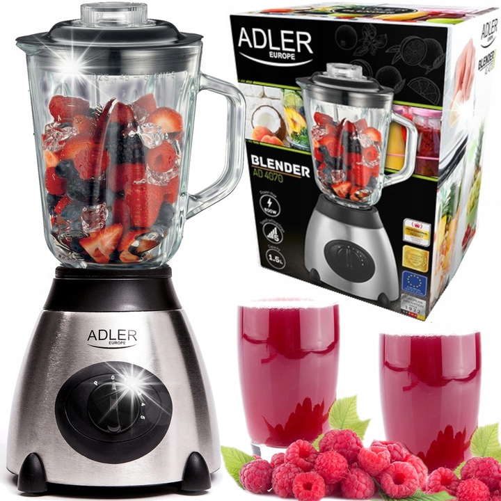 Блендер Adler AD 4070, 800W, стъклен, 1.5L, 5 скорости, пълен комплект