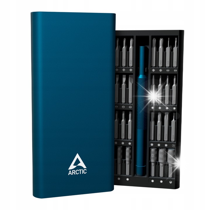 Комплект отвертки Arctic с взаимозаменяеми накрайници, 168,5x80x20,5 мм, алуминий