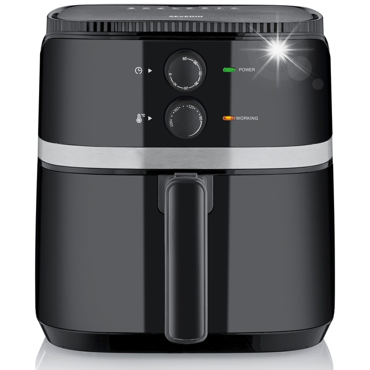 Severin FR 2452 olajsütő, 1500W, 4.3l, fekete, 29x27x33.4cm