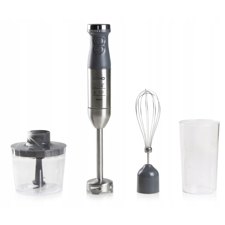 Пасатор Domo с 4 аксесоара, 600W, инокс, 1.5L, 14000 об/мин