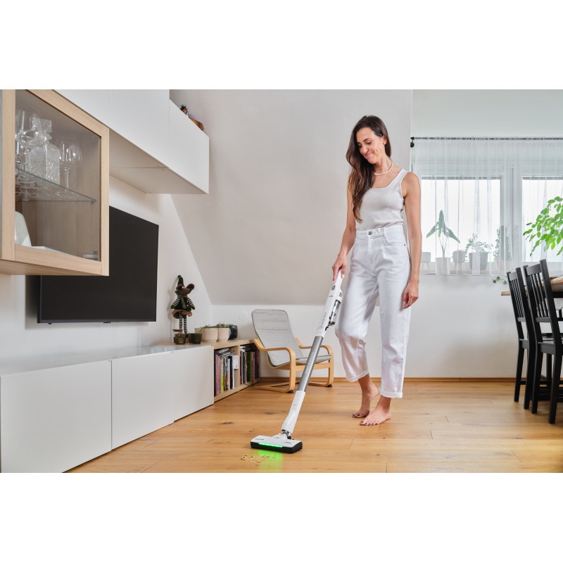 Aspirator vertical fara fir 2 in 1 ETA Handy Home 5428 90000, Li-Ion 10.8 V, Motor BLDC 120W, Filtru HEPA, LED, Autonomie 25 min, Alb