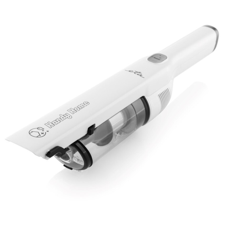 Aspirator vertical fara fir 2 in 1 ETA Handy Home 5428 90000, Li-Ion 10.8 V, Motor BLDC 120W, Filtru HEPA, LED, Autonomie 25 min, Alb