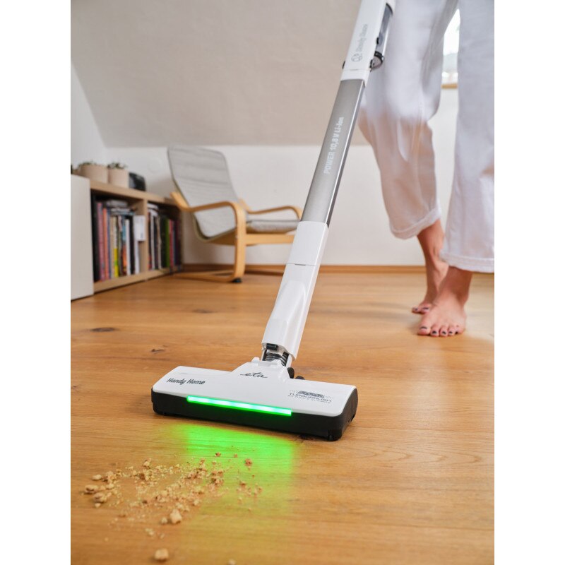 Aspirator vertical fara fir 2 in 1 ETA Handy Home 5428 90000, Li-Ion 10.8 V, Motor BLDC 120W, Filtru HEPA, LED, Autonomie 25 min, Alb