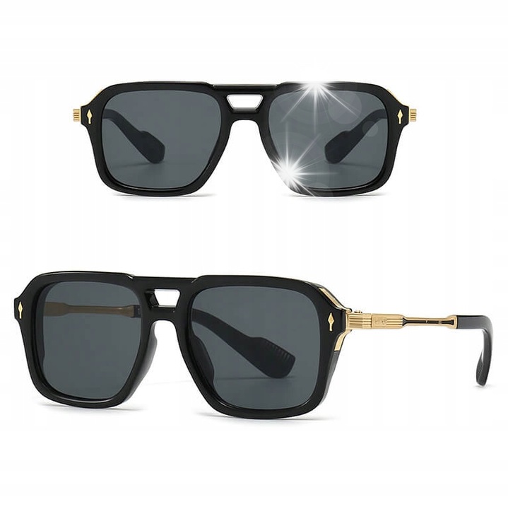 Слънчеви очила, унисекс, UV400 филтър, черно/златно