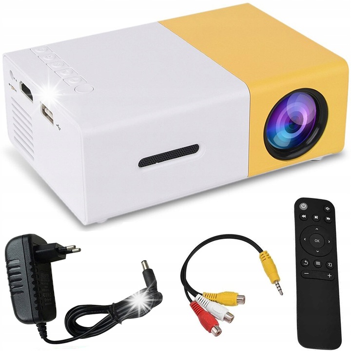 LOGIT videoprojektor, mini LCD, 1080p, fehér-sárga, teljes készlet