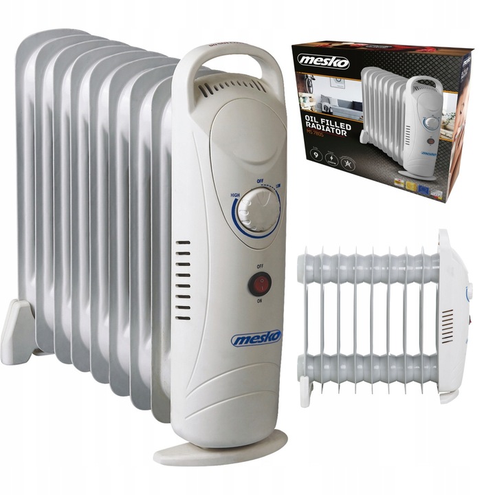 Calorifer electric, Mesko, 1000W, 9 zebere, alb, 36x11x38,5cm