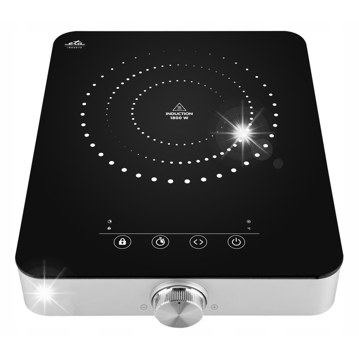 ETA elektromos főzőlap, 0111 90000 modell, indukciós, 1 főzőzóna, 1800W, ezüst-fekete, 35.5x28x7.5cm