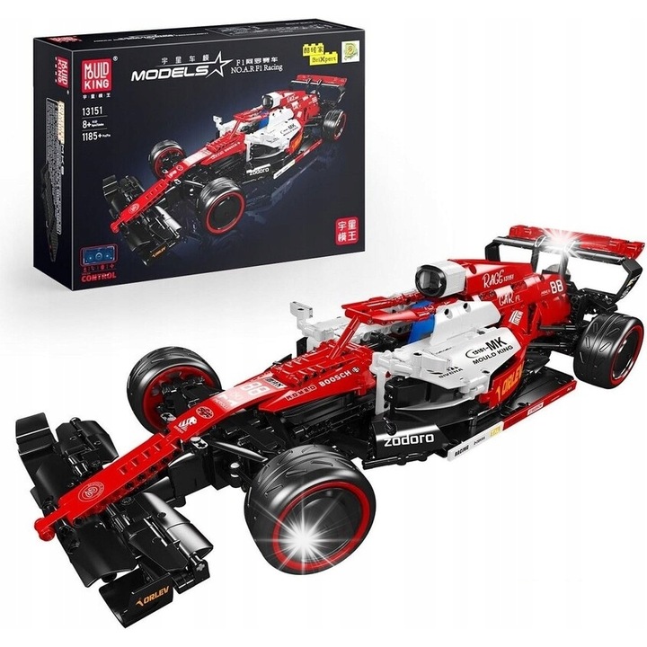 Конструктор Mould King F1 Racing, 1185 части, червено-бял, R/C управление