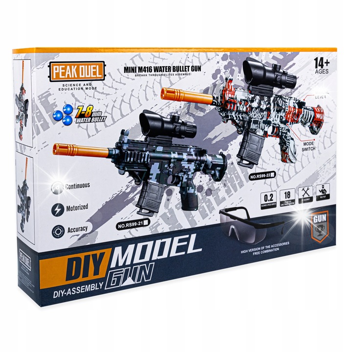 Автоматичен пистолет click4TOYS, 43x20x4см, с 2000 топчета, батерия 500mAh, за 14+ години