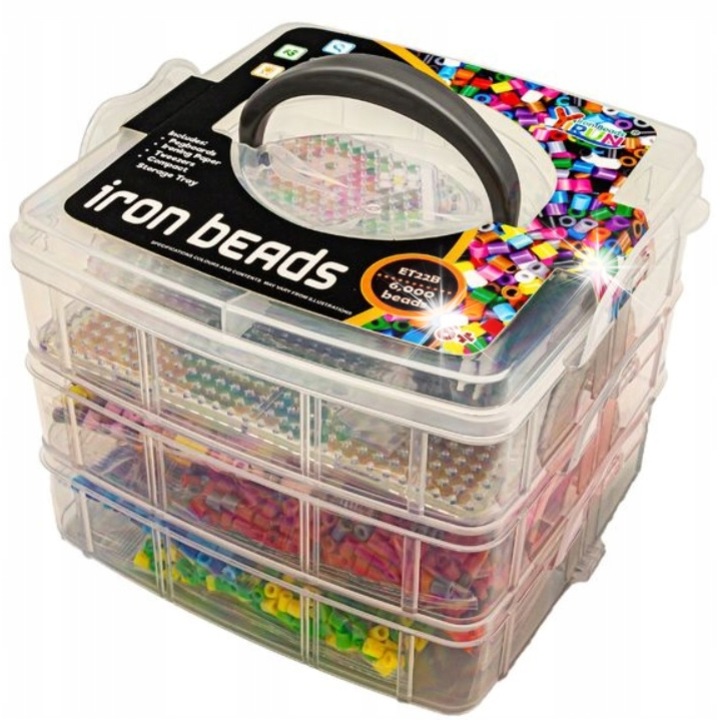 Творчески комплект с 6000 цветни перли, click4TOYS, аксесоари за захващане, 13x16,5x17см