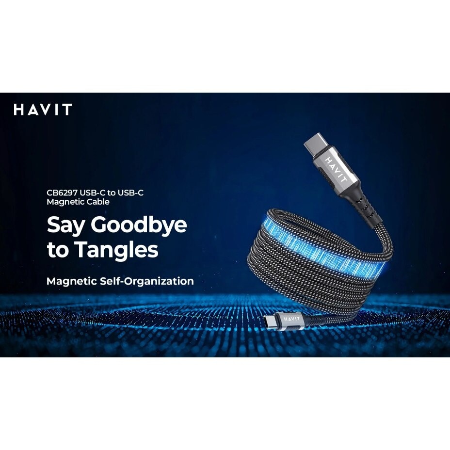 Cablu de date magnetic HAVIT CB6297, USB-C, 1m, 60W, Negru - eMAG.ro
