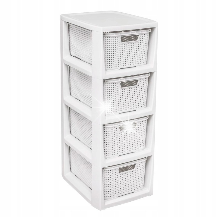 Raft 4 Rattan kosárral, Decortrend, antik fehér, modern design, Lengyelországban készült