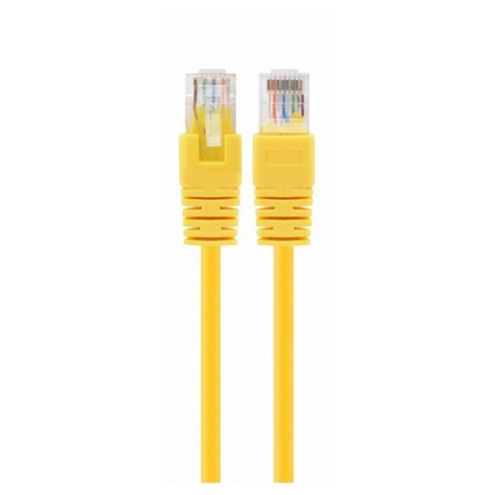 UTP Cat 5e hálózati kábel, 1.5m, sárga, RJ45 csatlakozó
