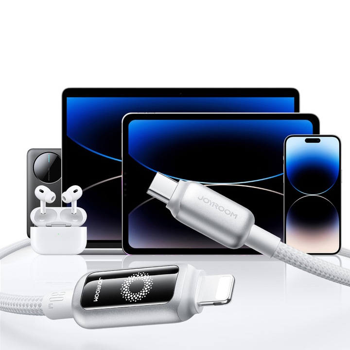 Joyroom S-A55 StarFlight töltő- és adatkábel, USB-C – Lightning, 30W, 1.2m, fehér