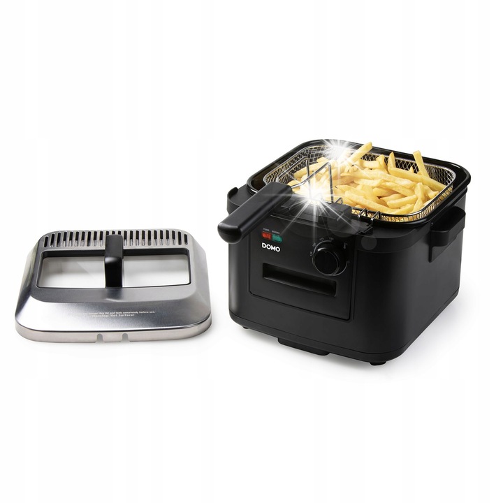 Фритюрник Domo DO545FR 4L 2000W, инокс, технология студена зона, капак със стъкло