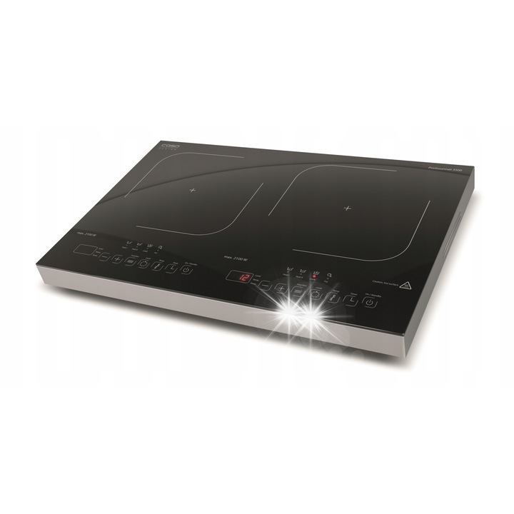 Elektromos főzőlap, Caso, ProGourmet, 2 zónás, 3500 W, ezüst, 36,5x54,5x6 cm
