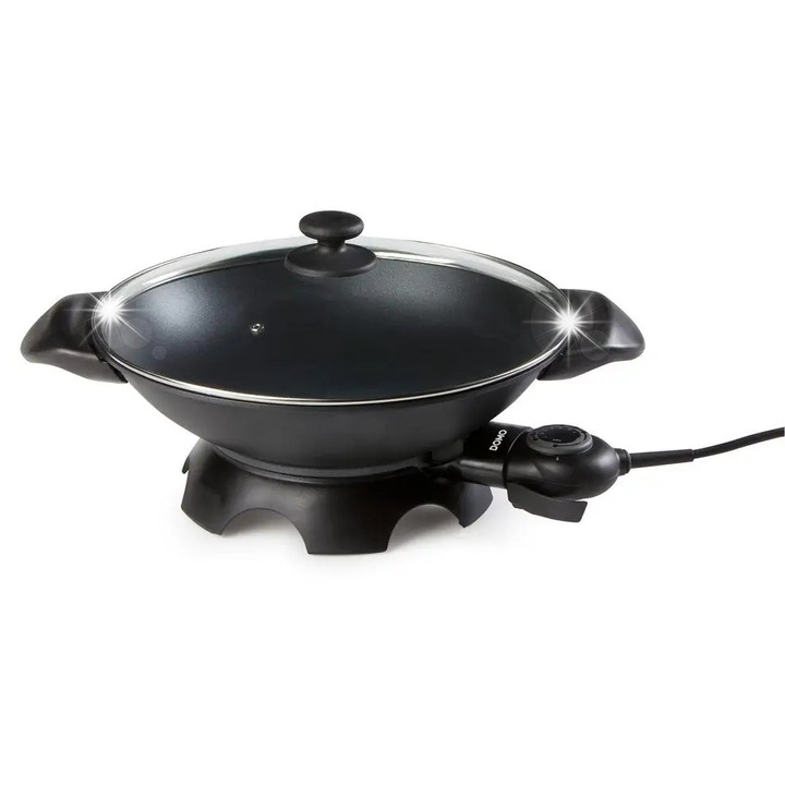 Domo elektromos serpenyő, 5L, alumínium, fekete, 2200W, 5 részes készlet