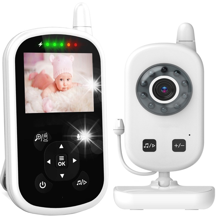 Renew Force baba videómonitor, vezeték nélküli, 2,4 hüvelykes, éjjellátó, fehér