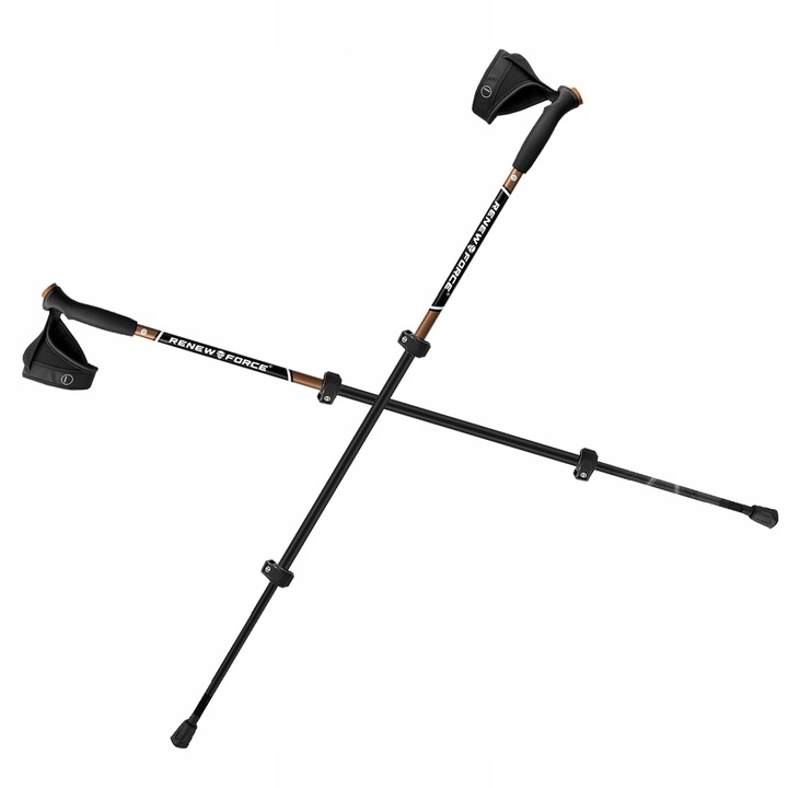 Bete trekking Renew Force, регулируеми 65-138см, комплект с аксесоари за различни повърхности, черен и кафяв цвят