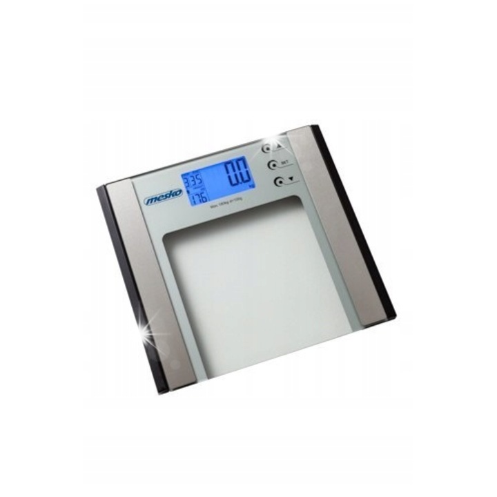 Електронен кантар за тяло Adler с анализатор, 180 кг, безопасно стъкло, функция памет за 12 души