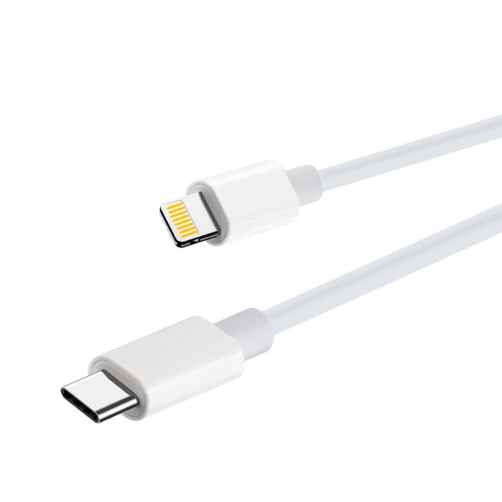 Cablu de Încărcare și Date MaXlife MXUC-05 USB-C la Lightning, 2m, Alb, 20W