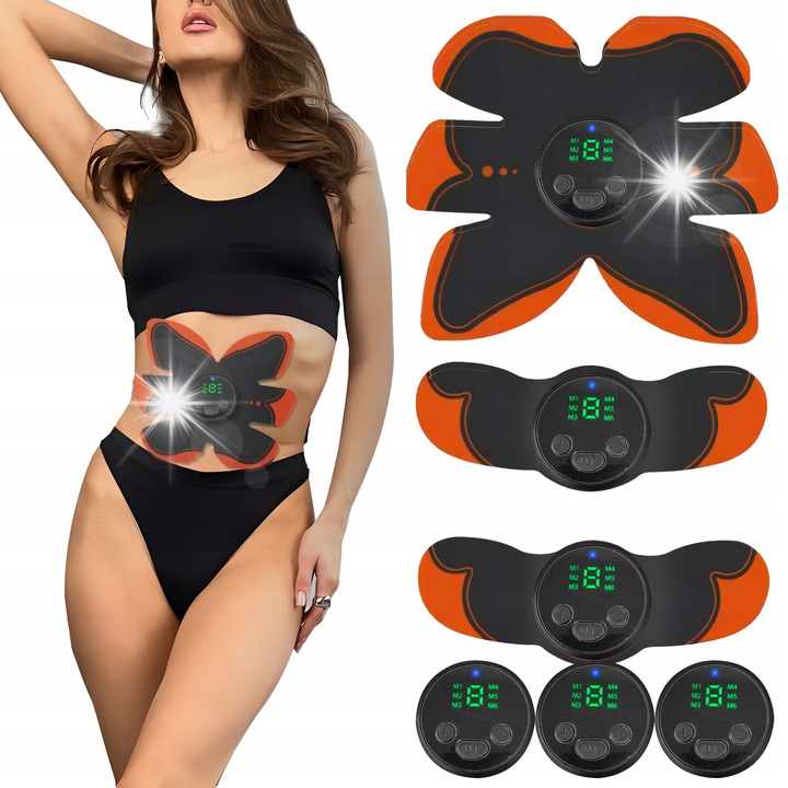 Електростимулатор за мускули, Renew Force, 6 програми, 9 нива на интензивност, комплект с 2 ленти, 15,5x18,5см