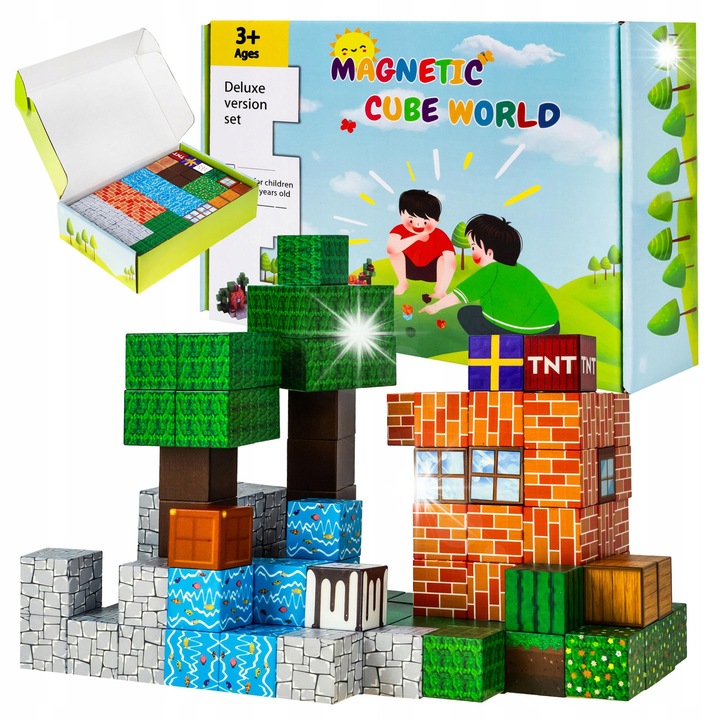 Строителен комплект click4TOYS, магнитни блокчета 108 елемента, многоцветни, 2,5x2,5см