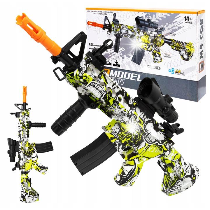 Електрическа карабина с гел топчета, click4TOYS, 2 режима, 61,5x26x6см, 14+ години, пълен комплект