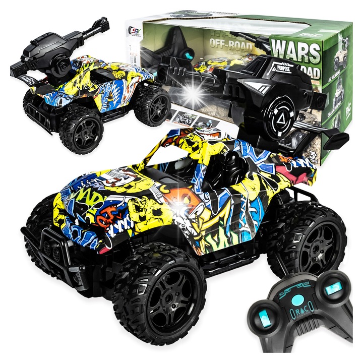 Количка играчка, click4TOYS, RC, многофункционална, с функция за теглене, 23,5x16,5x14,5 см, многоцветна