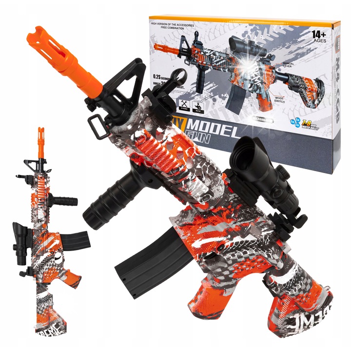 Автоматичен пистолет click4TOYS, 2 режима, 61,5x26x6см, с акумулатор, пълен комплект със защитни очила