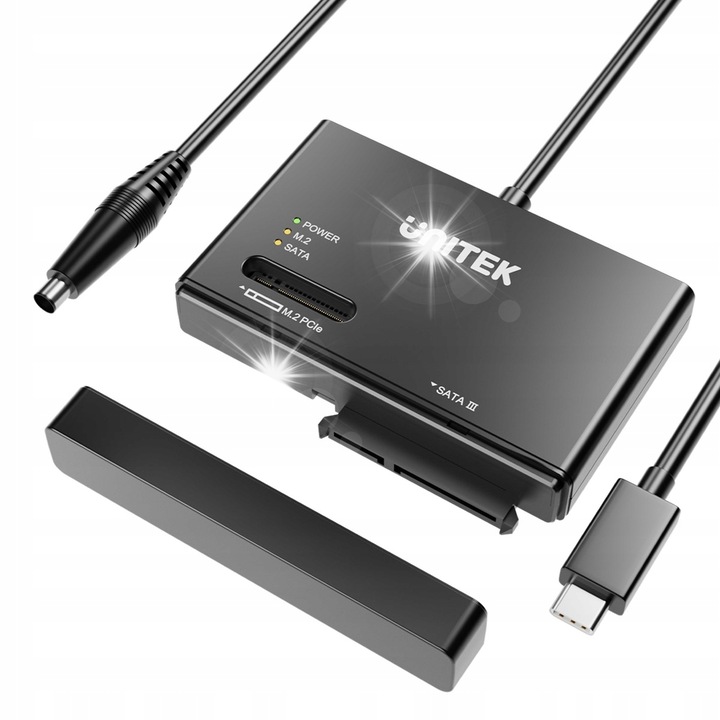 USB-C адаптер Unitek S1232A01-EU за SATA и M.2 NVMe SSD, 30 см, 238 г