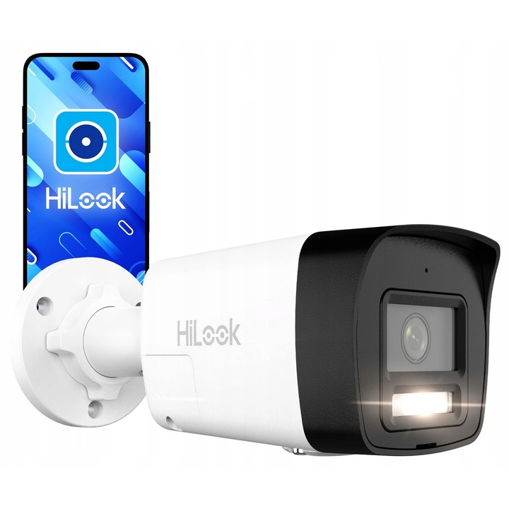 IP камера за наблюдение 8MP, HiLook, детекция на хора и превозни средства, двойно осветление, IP67