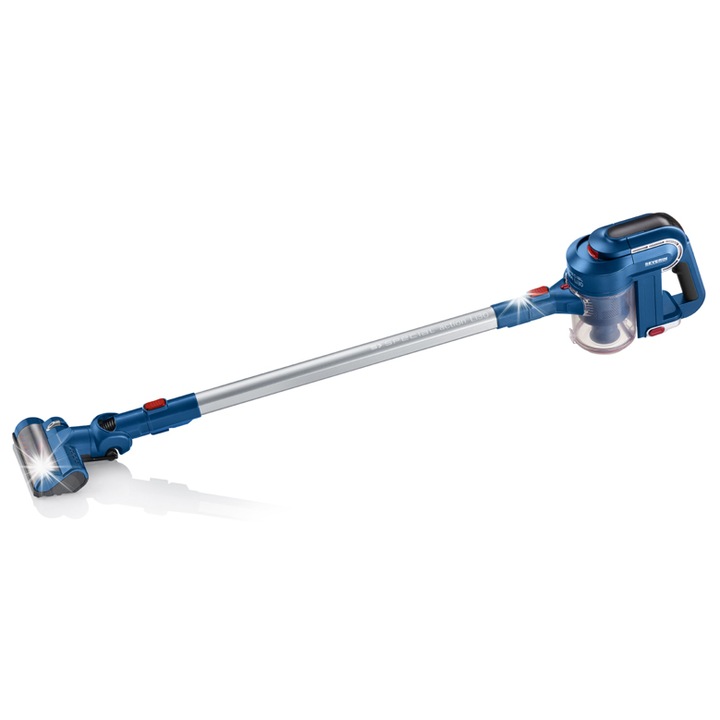 Прахосмукачка без торба Severin 7158, Телескопична дръжка, Li-Ion, Синя