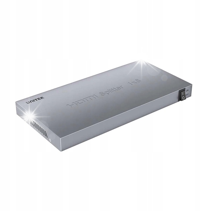Jelsplitter, HDMI 4K, Unitek, 1 bemenet 8 kimenet, fém, 270,5x135,4x24mm