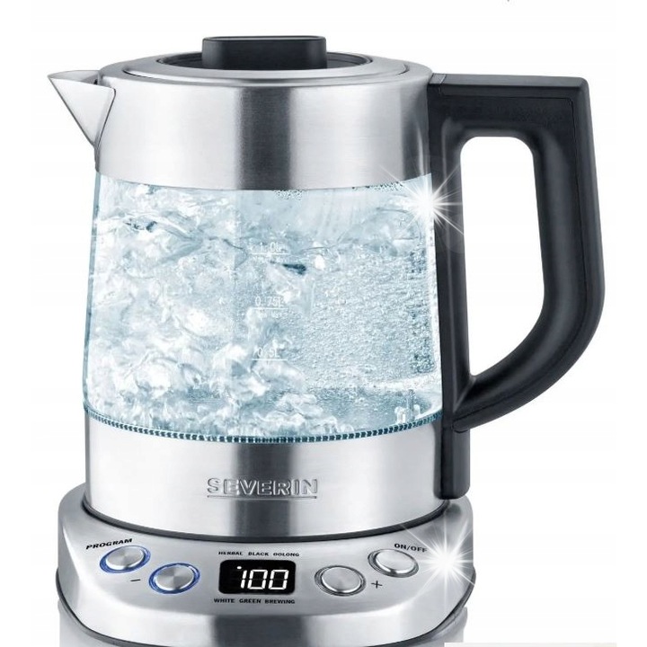 Кана за топла вода Severin WK 3473, 2200W, 1л, сребриста, 20x21x23см