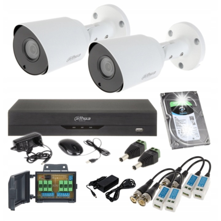 Камера за наблюдение Dahua HAC-HFW1500TH-I8-0360B-S2, 5 Mpx, IR до 80м, IP67, 90x241мм